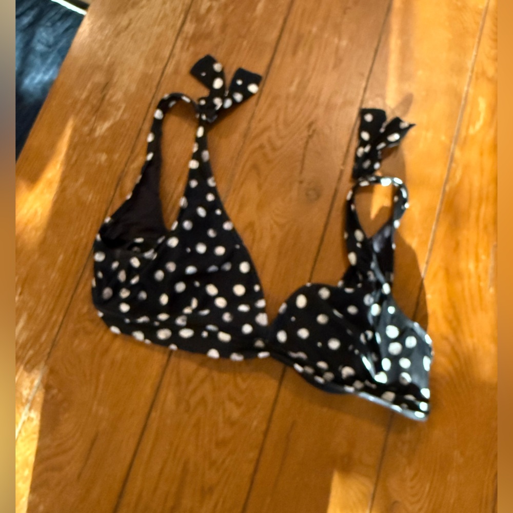 LOFT Black and White Polka Dot Bikini Top